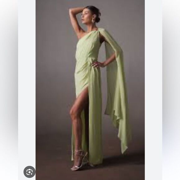 NEW Michael Costello x Revolve Robert Gown Citron Green Small - Picture 4 of 13